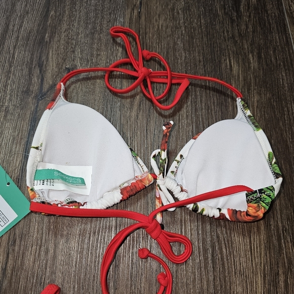 NWT Seekers Australia Rose Print Halter Neck Two-Piece Bikini Swimsuit SZ 8 - Picture 4 of 11